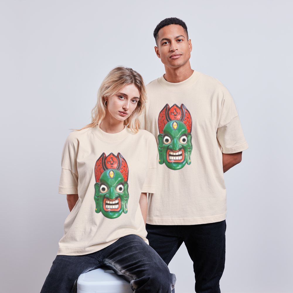 Mystische Maske GREEN - Unisex Oversize Bio-T-Shirt - Naturweiß