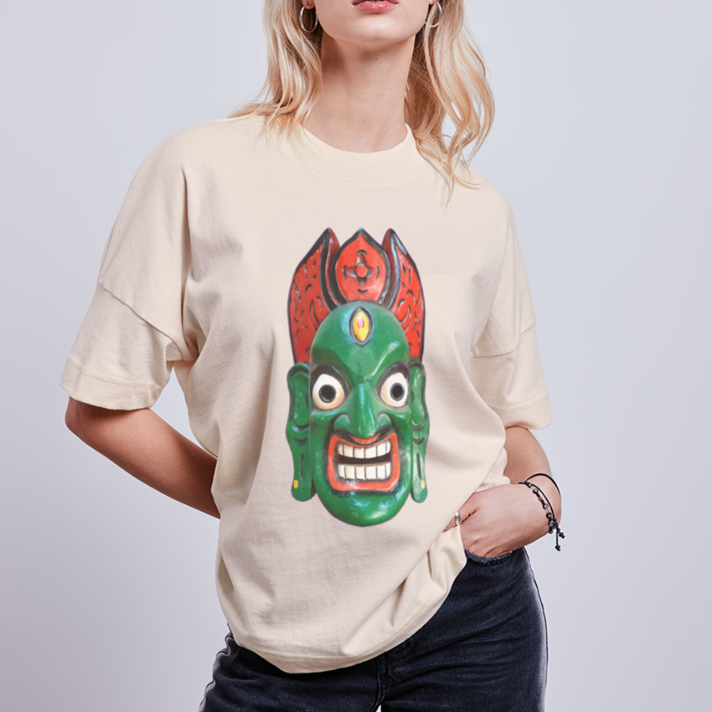 Mystische Maske GREEN - Unisex Oversize Bio-T-Shirt - Naturweiß