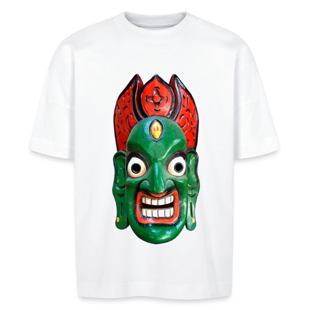 Mystische Maske GREEN - Unisex Oversize Bio-T-Shirt - Weiß