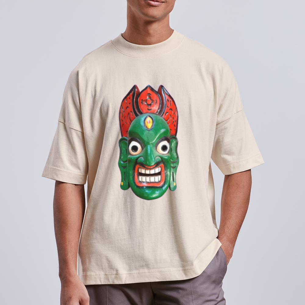 Mystische Maske GREEN - Unisex Oversize Bio-T-Shirt - Naturweiß
