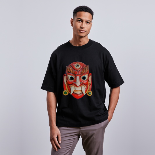 Mystische Maske RED - Unisex Oversize Bio-T-Shirt - Schwarz