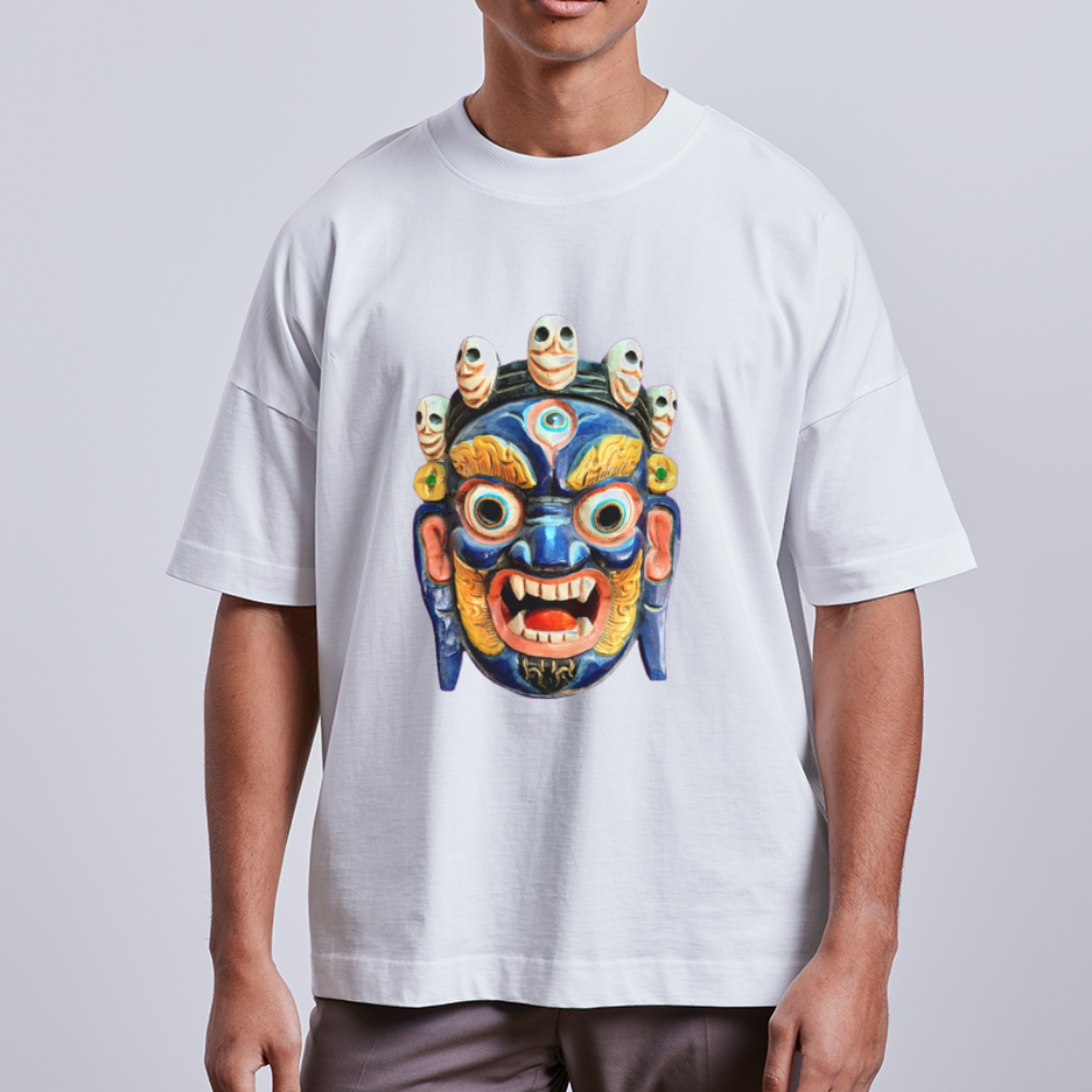Mystische Maske BLUE - Unisex Oversize Bio-T-Shirt - Weiß