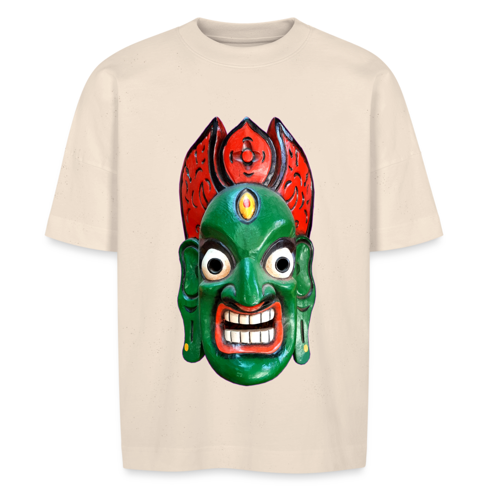 Mystische Maske GREEN - Unisex Oversize Bio-T-Shirt - Naturweiß
