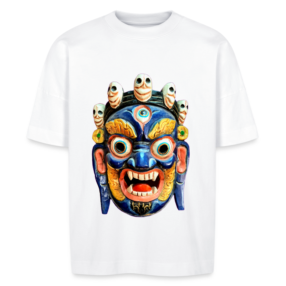 Mystische Maske BLUE - Unisex Oversize Bio-T-Shirt - Weiß