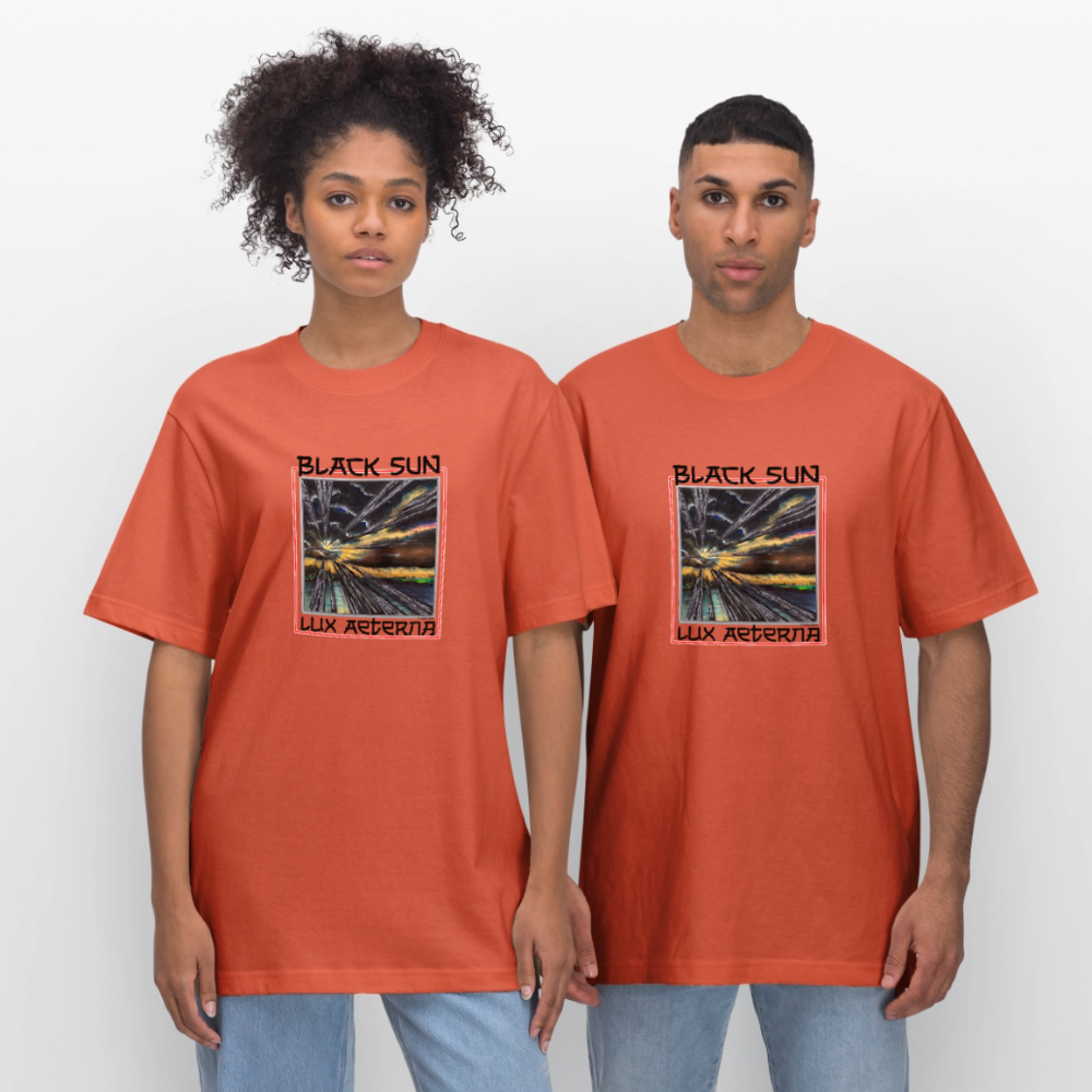 Black Sun / Lux Aeterna - Lässiges Shirt mit Tiefgang - Hellrot
