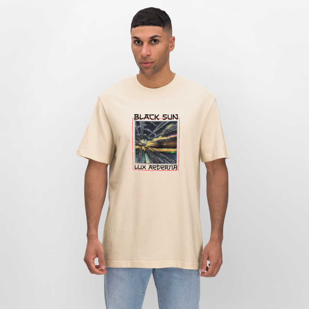 Black Sun / Lux Aeterna - Lässiges Shirt mit Tiefgang - Weißgrau