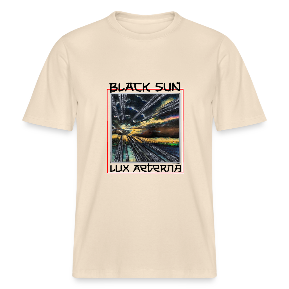 Black Sun / Lux Aeterna - Lässiges Shirt mit Tiefgang - Weißgrau