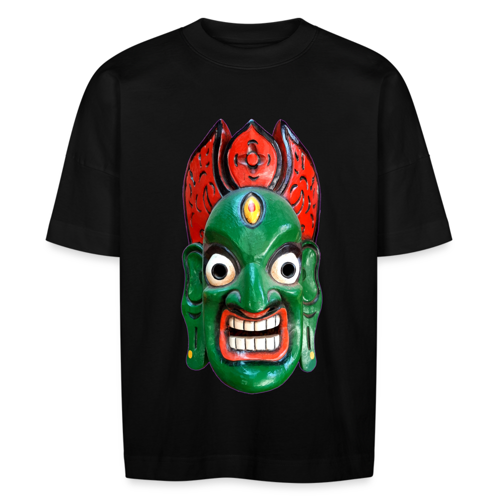 Mystische Maske GREEN - Unisex Oversize Bio-T-Shirt - Schwarz