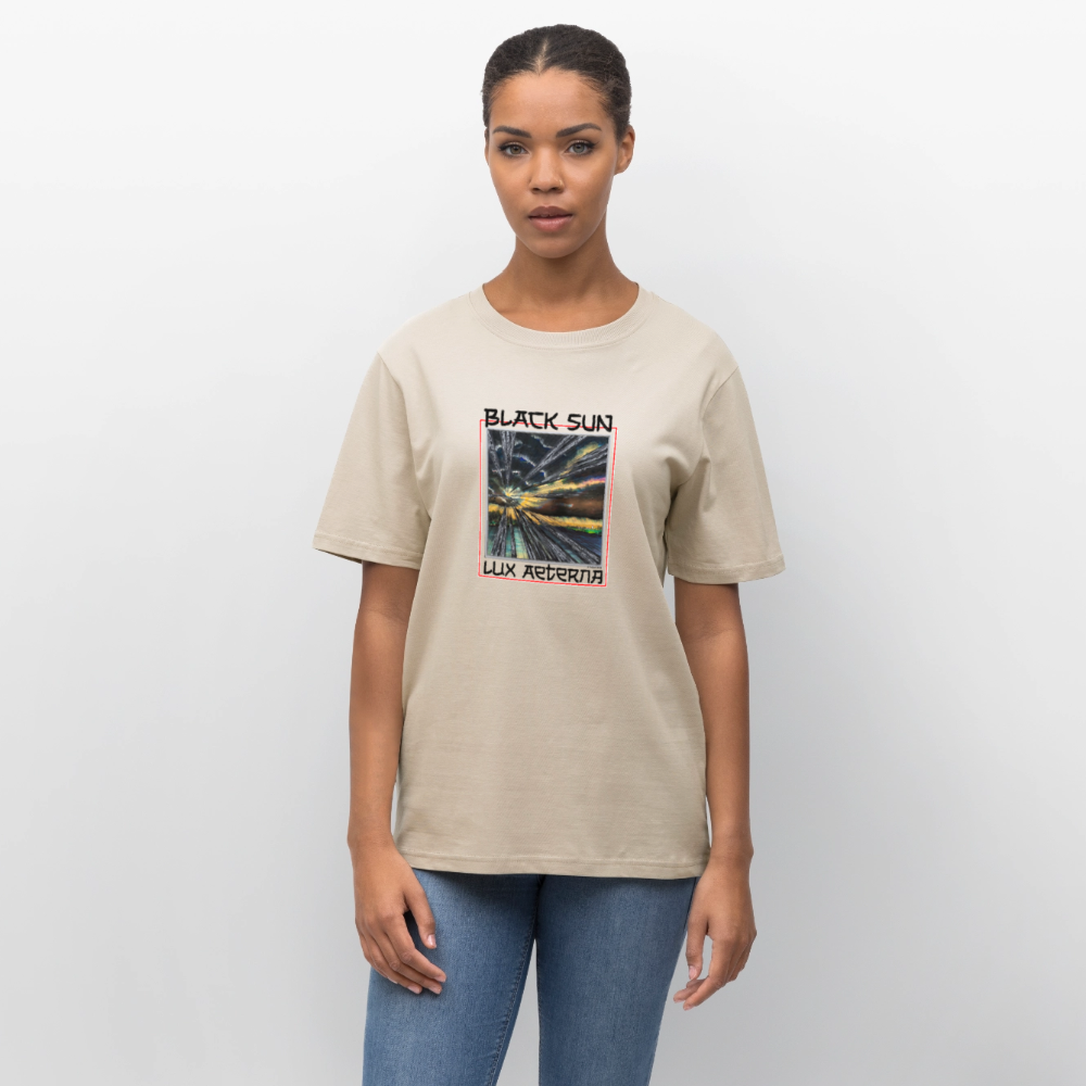 Black Sun / Lux Aeterna - Lässiges Shirt mit Tiefgang - Weißgrau