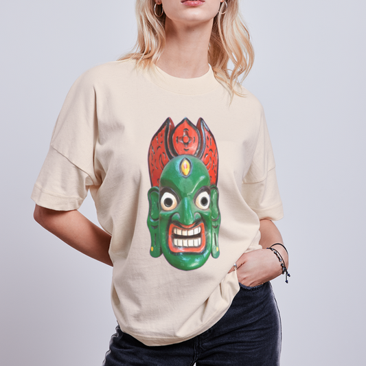 Mystische Maske GREEN - Unisex Oversize Bio-T-Shirt - Naturweiß